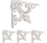 relaxdays 4 x équerre d'étagère en fonte blanche antique
