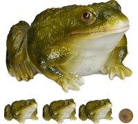 relaxdays 4 x figurine de jardin grenouille pierre artificielle vert