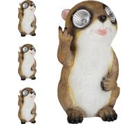 relaxdays 4 x figurine de jardin marmotte solaire