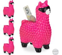 relaxdays 4 x Lama tirelire avec lunettes de soleil rose