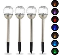 Lot de Lampes solaires LED, Lot de 4, Piquet, Décoration de Jardin, Eclairage, Changement de Couleur, argenté