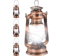 relaxdays 4 x Lanterne tempête LED cuivre