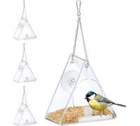 relaxdays 4 x Mangeoire pour oiseaux fenêtre triangulaire