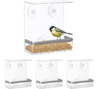 relaxdays 4 x Mangeoire pour oiseaux pour fenêtre
