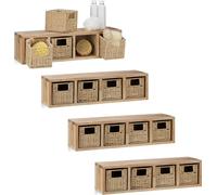 relaxdays 4 x noyer Étagère murale grande avec paniers