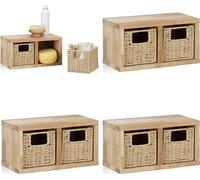 relaxdays 4 x noyer Étagère murale petite avec paniers