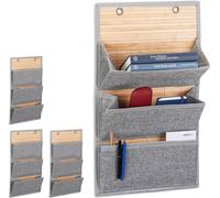 relaxdays 4 x organisateur mural bambou 3 compartiments