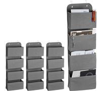 relaxdays 4 x organiseur suspendu 4 compartiments gris