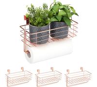 relaxdays 4 x Panier à suspendre avec porte-rouleau de cuisine
