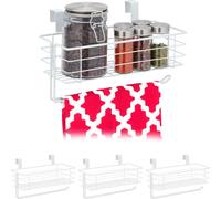 relaxdays 4 x Panier à suspendre avec porte-rouleau de cuisine