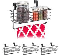 relaxdays 4 x Panier à suspendre avec porte-rouleau de cuisine