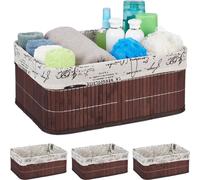 relaxdays 4 x panier de rangement bambou marron