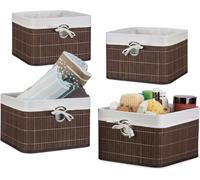 relaxdays 4 x panier de rangement bambou marron
