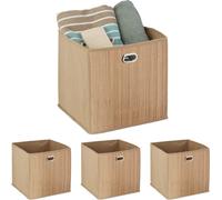 relaxdays 4 x Panier de rangement beige haut