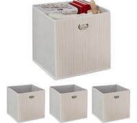 relaxdays 4 x Panier de rangement en bambou haut blanc
