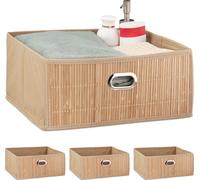 relaxdays 4 x Panier de rangement en bambou plat
