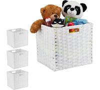 relaxdays 4 x Panier de rangement pliable blanc