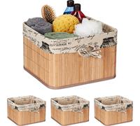relaxdays 4 x paniers de rangement en bambou