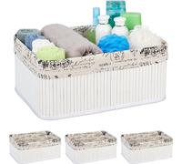 relaxdays 4 x paniers de rangement en bambou avec imprimé