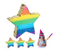 relaxdays 4 x Pinata étoile multicolore-or