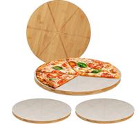 relaxdays 4 x planches à pizza en bambou avec papier sulfurisé