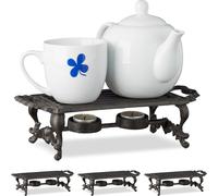 relaxdays 4 x Plaque chauffante en fonte