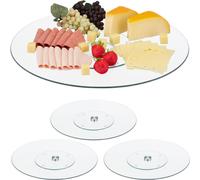 relaxdays 4 x plateau de service en verre pivotant