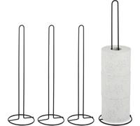 relaxdays 4 x Porte-rouleaux de rechange pour salle de bain noir