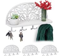 relaxdays 4 x portemanteau mural avec étagère blanc
