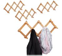 relaxdays 4 x portemanteau mural en bois naturel pliable