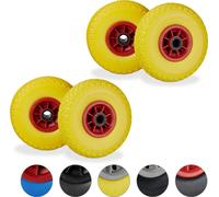 relaxdays 4 x roue de diable jaune-rouge