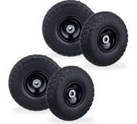 relaxdays 4 x roue de diable PU noir