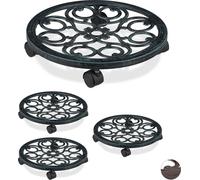 relaxdays 4 x rouleurs de plantes ronds vert antique