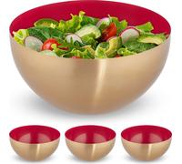 relaxdays 4 x saladier en acier inoxydable rouge/or
