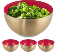 relaxdays 4 x saladier en acier inoxydable rouge/or