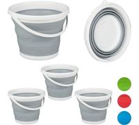 relaxdays 4 x Seau pliable 10 l gris