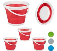 relaxdays 4 x Seau pliable 10 l rouge