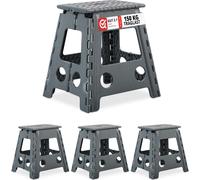 relaxdays 4 x tabouret pliant XL gris foncé