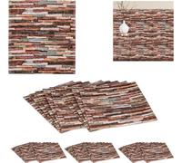relaxdays 40 x Panneaux muraux aspect pierre multicolore