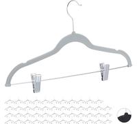 relaxdays 48 x cintres en velours avec clips gris
