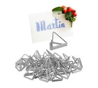 Relaxdays 48 Porte-numéros de Table, Triangulaire, Romantique, Mariage/Anniversaire, pour Menu/Photo/Carte/nom, argentés