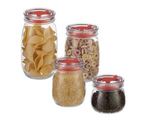 Relaxdays 4x bocaux en verre avec couvercle