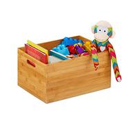 Relaxdays 4X Caisse de Rangement Bambou, Solide, boîte sans Couvercle, HxLxP : 40 x 30 x 21 cm, Salle de Bain, Cuisine, Nature
