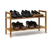 Relaxdays 4X Étagères à Chaussures Armoire Rangement de Souliers 2 Niveaux Bois de Noyer Déco pour Environ 6 Paires, Nature