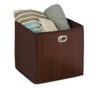 Relaxdays 4X paniers de Rangement Bambou, Corbeille de Salle de Bain carrée, boîte Haute, 31 x 31 x 31 cm, Pliable, Marron