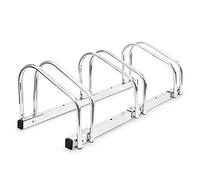 Relaxdays 4x Râteliers 3 vélos Acier chromé Fixation sol mur Support de rangement bicyclettes, argenté