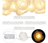relaxdays 4x Roses Guirlande lumineuse blanche