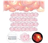 relaxdays 4x Roses Guirlande lumineuse rose