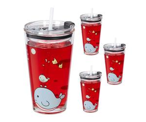 Relaxdays 4x verres pour enfant motif de baleine