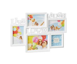 Relaxdays 4xCadre photos Live Love Laugh blanc